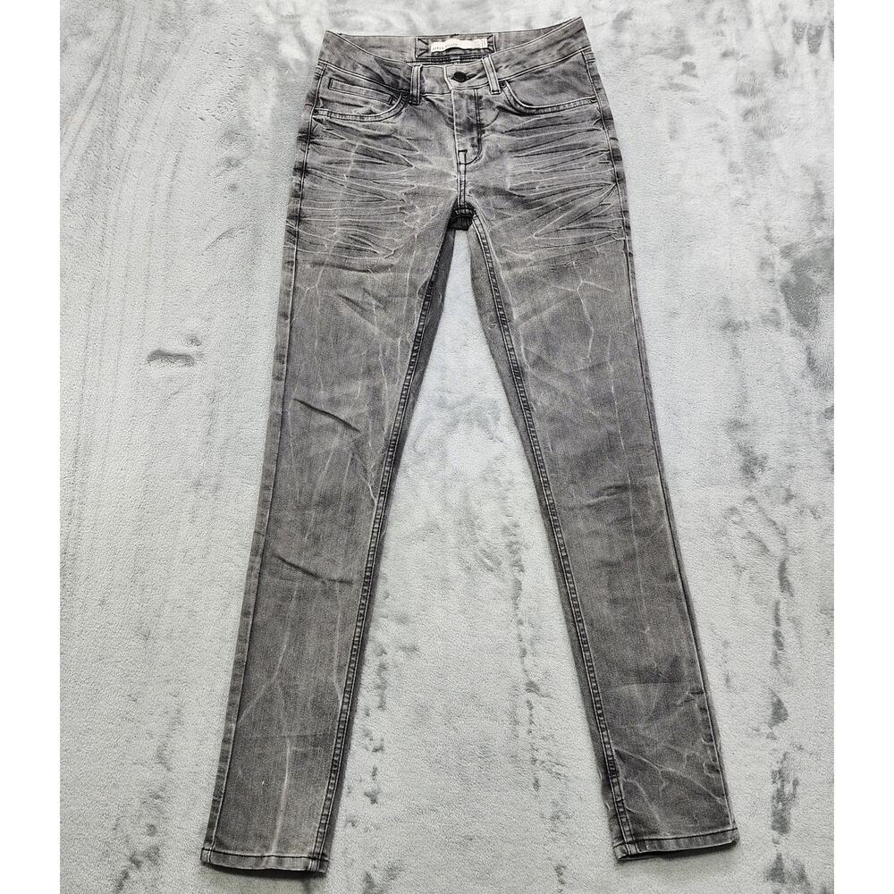 KAREN MILLEN Jeans Womens US 4 Gray Vintage Acid Wash Low Rise Skinny Stretch‎